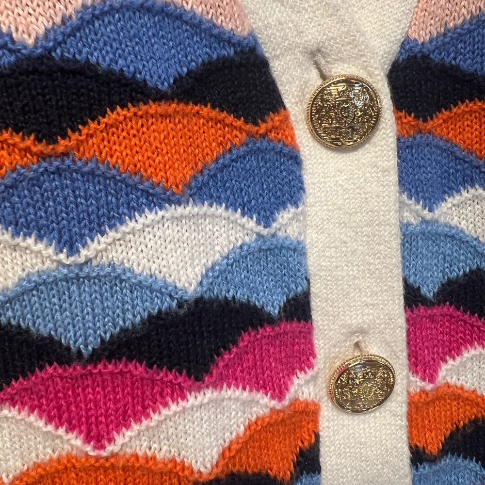 Talbots Large Multicolor Colorful Knit Button Cardigan Sweater - Picture 3 of 8